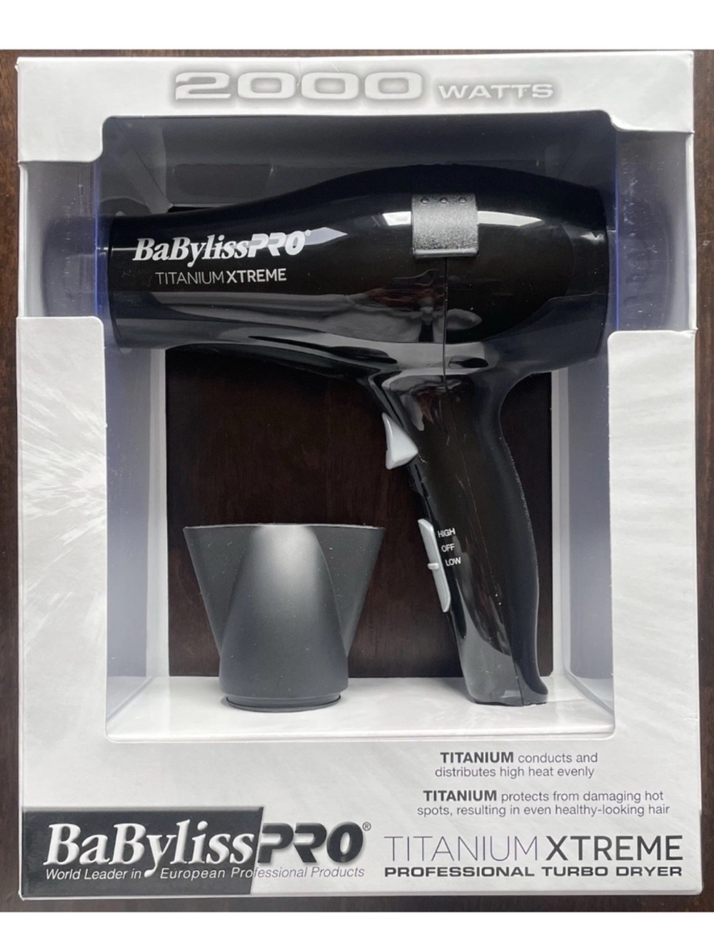 BaByliss PRO Hair Dryer Titanium Xtreme Professional Turbo 2000 Watt Black NEW